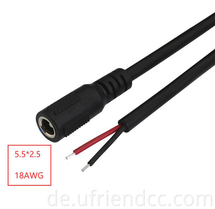 Benutzerdefinierte 2 Kerne laden DC Power Cable Plene Female Stecker zum Öffnen von Draht